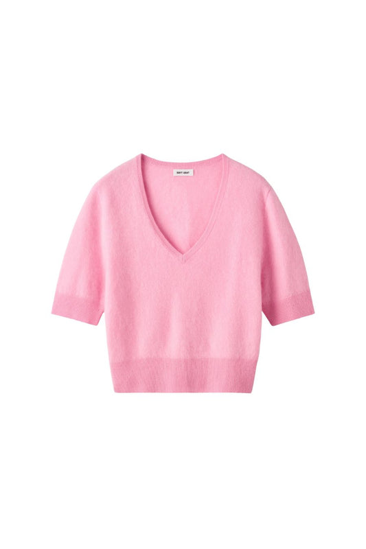 Brushed V-Neck T-Shirt in Pink