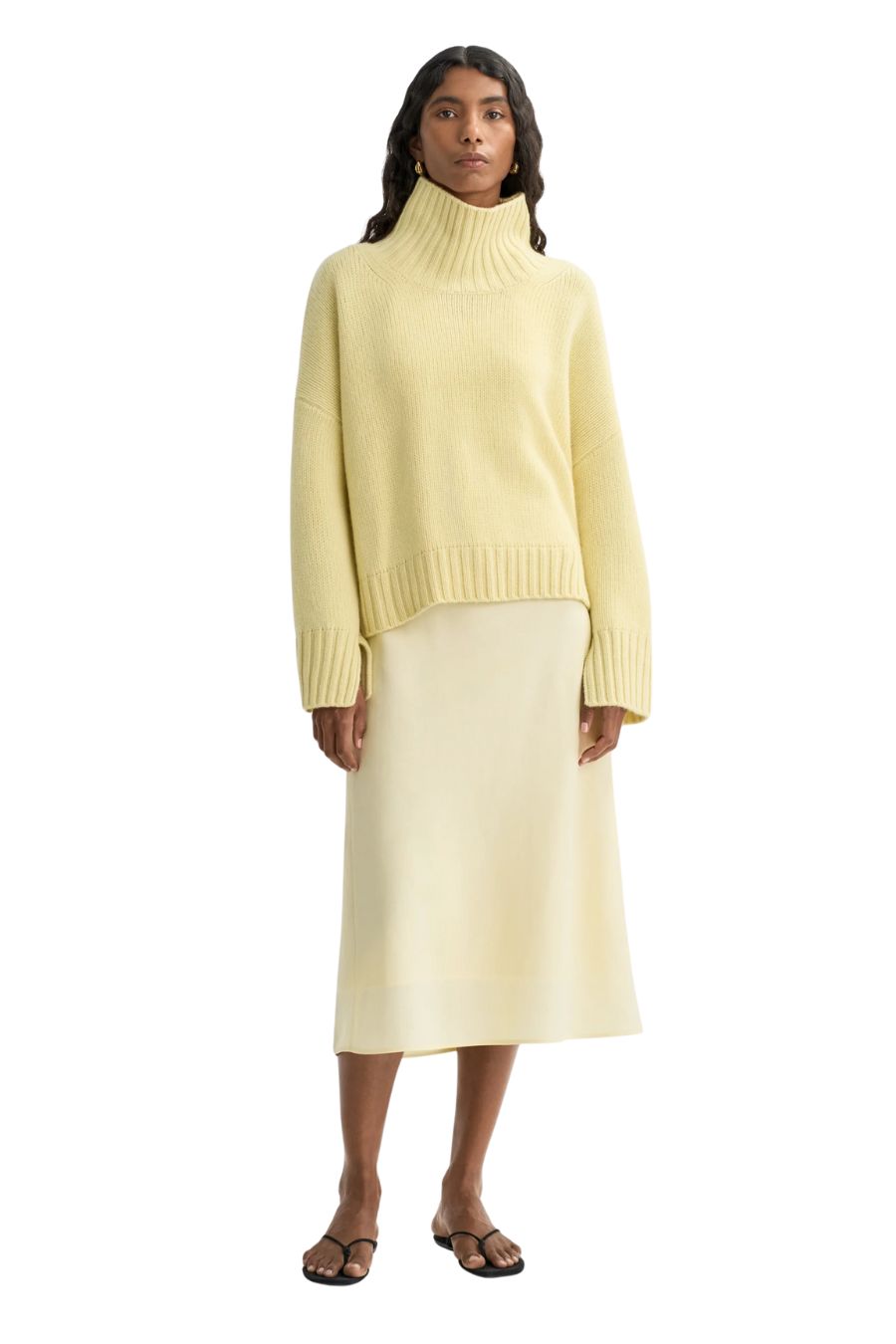 Girlfriend Turtleneck in Honeydew Yellow