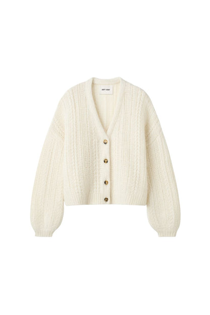Silk Knit Cardigan in Feather White