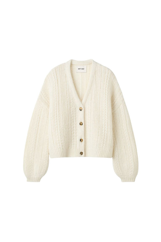 Silk Knit Cardigan in Feather White