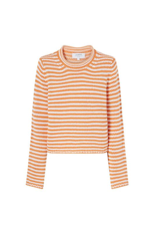 Mini Marina Fine Stripe Sweater in Apricot/Cream