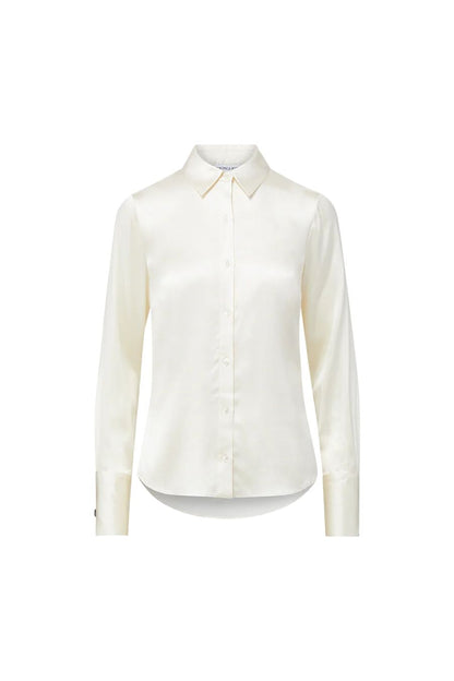 Monique Silk Button-Down Shirt in Ivory