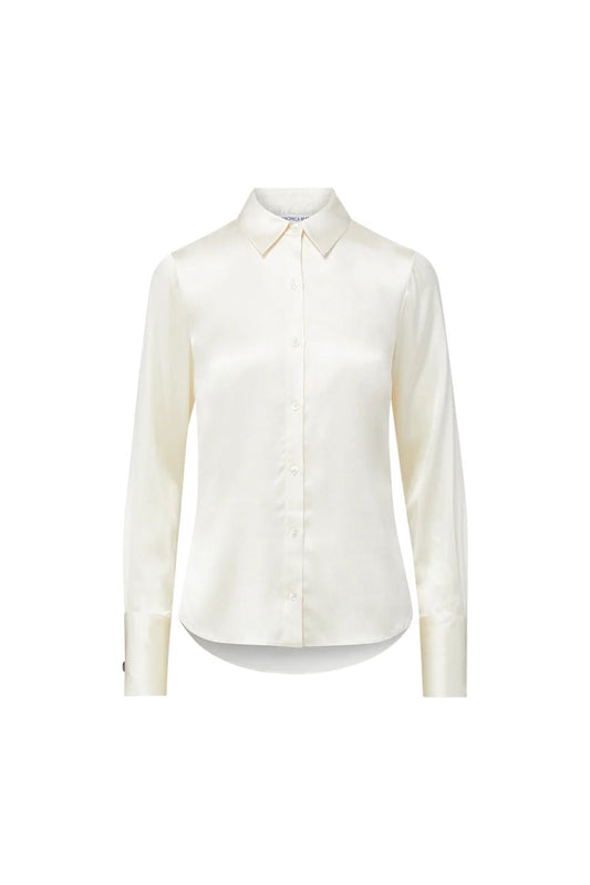Monique Silk Button-Down Shirt in Ivory