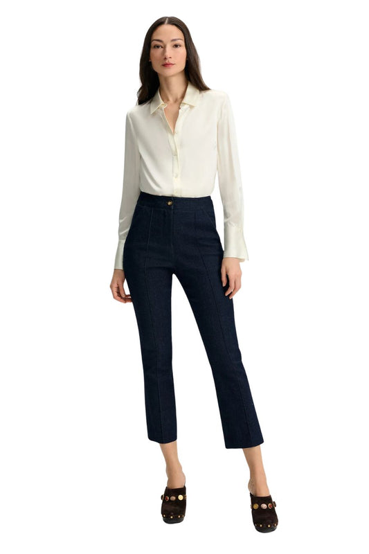 Monique Silk Button-Down Shirt in Ivory