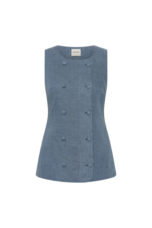 Thea Vest in Steel Blue