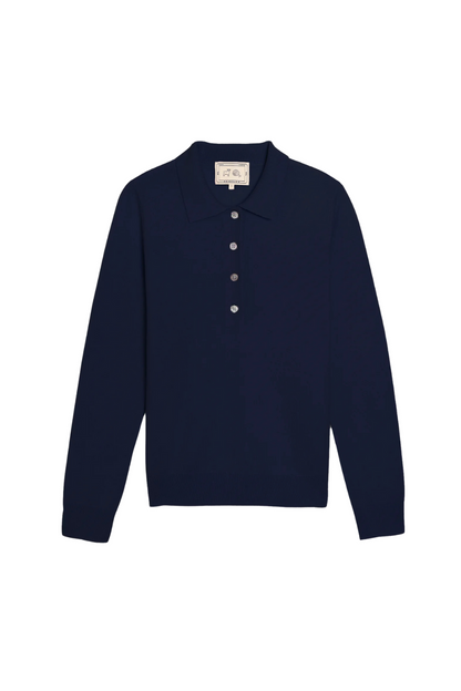 Demira Cashmere Polo Sweater in Navy