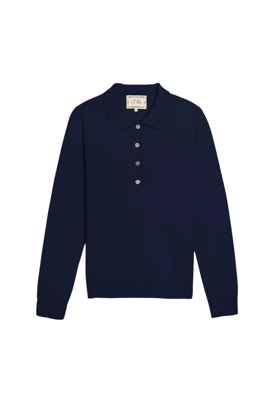 Demira Cashmere Polo Sweater in Navy