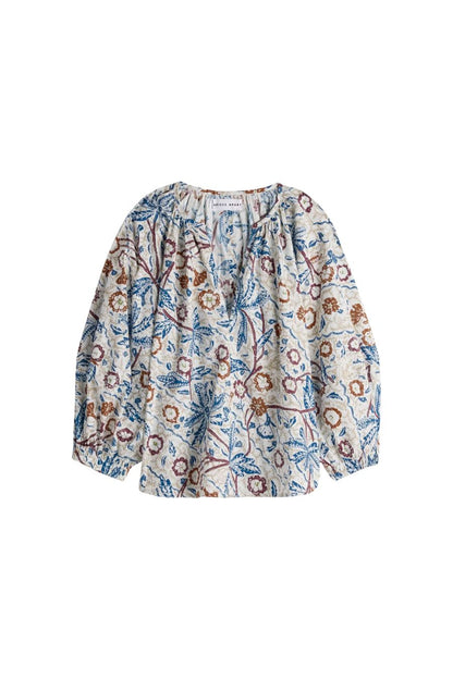 Nele Lantern Sleeve Top in Earthly Delights Batik