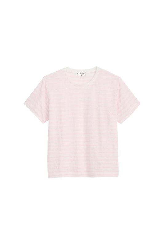 Garcon Striped Tee in Off White/Ballerina