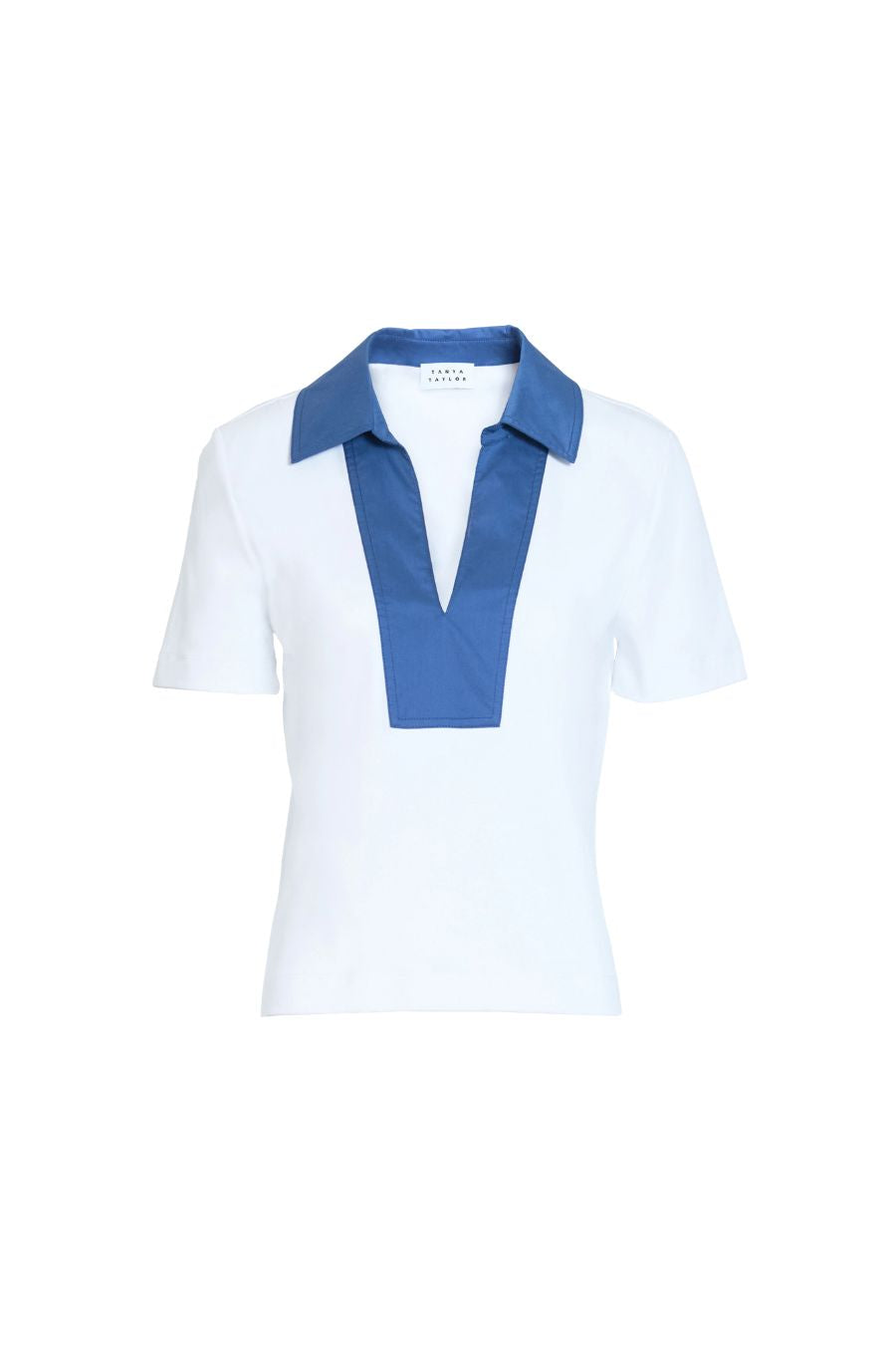 Melanie Top in Optic White/French Blue