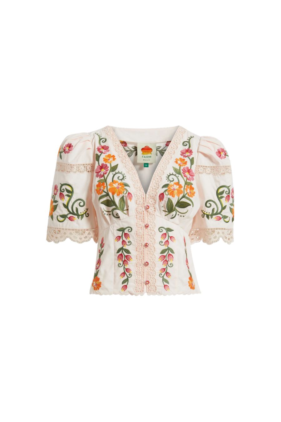 Floral Embroidered Blouse in Light Pink