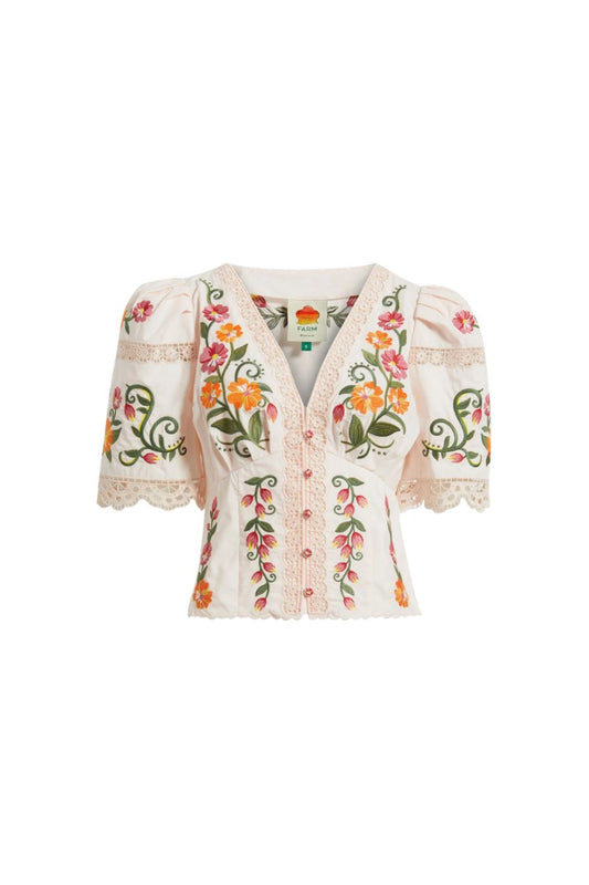 Floral Embroidered Blouse in Light Pink