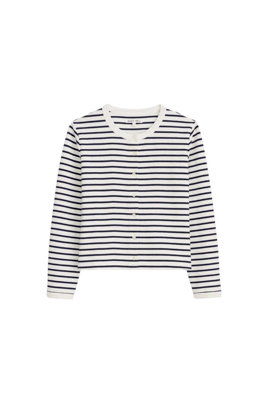Coco Sport Cadigan in Ivory/Navy Stripe