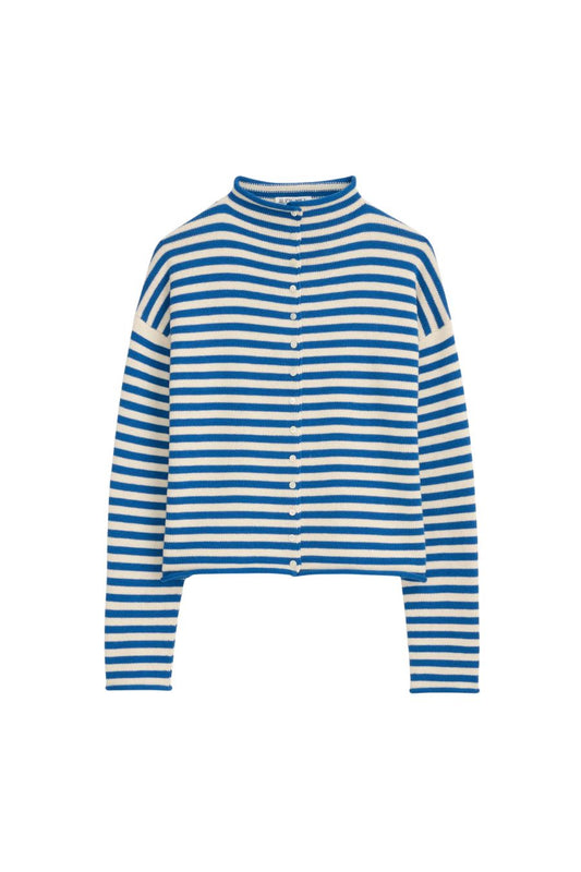 Taylor Striped Cardigan in Ivory/Blue