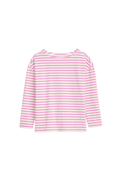 Avignon Striped Tee in Ivory/Hibiscus