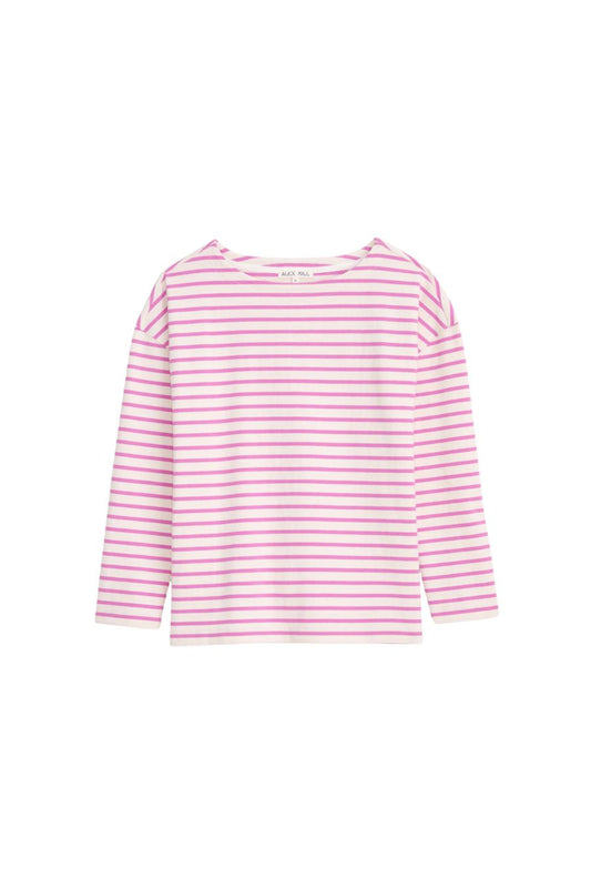Avignon Striped Tee in Ivory/Hibiscus