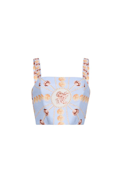 Helena Top in Seashell Stripe Ivory