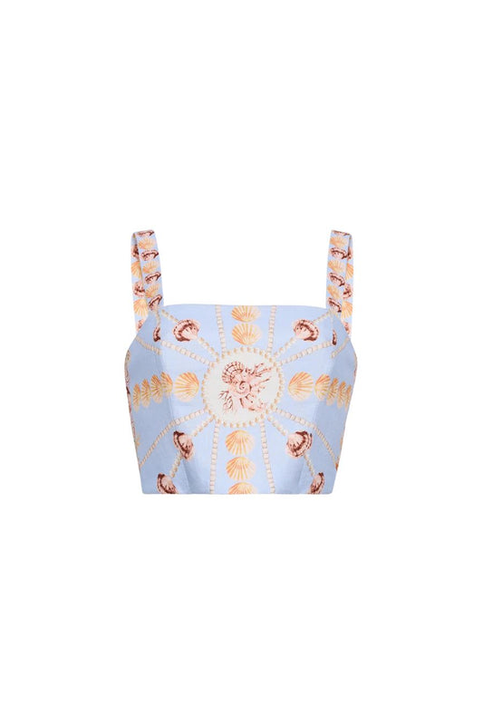Helena Top in Seashell Stripe Ivory