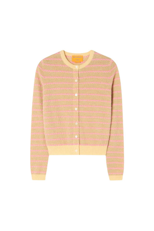 Pebble Stripe Jane Cardigan in Butter Combo