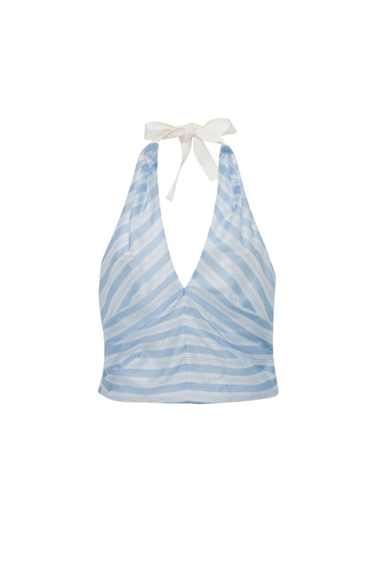 Caprie Halter Top in Oxford Blue Multi