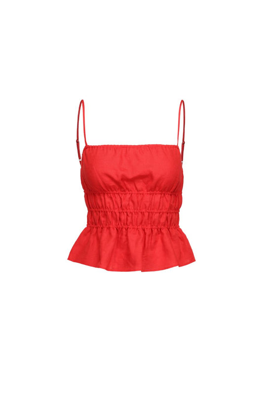 Ayla Linen Tank in Tomato