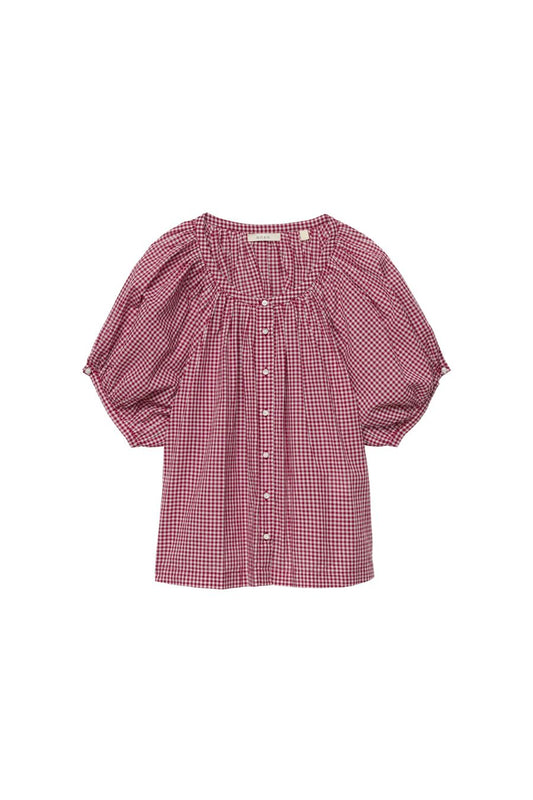June Top in Mulberry La Maddalena Gingham