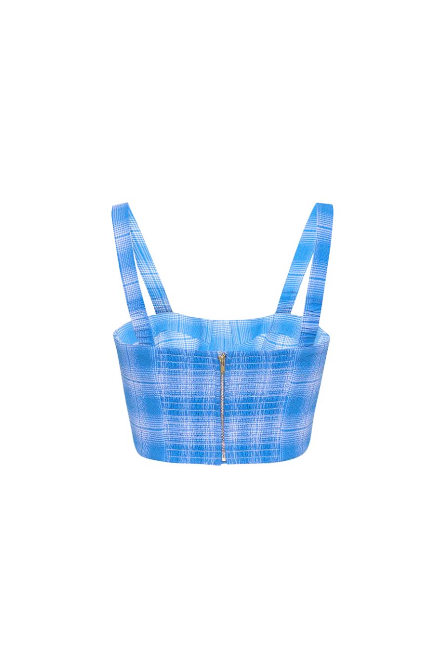 Claudine Top in Blue Plaid