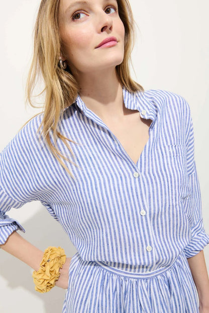 Jo Shirt Havana Stripe in Ocean/Ivory