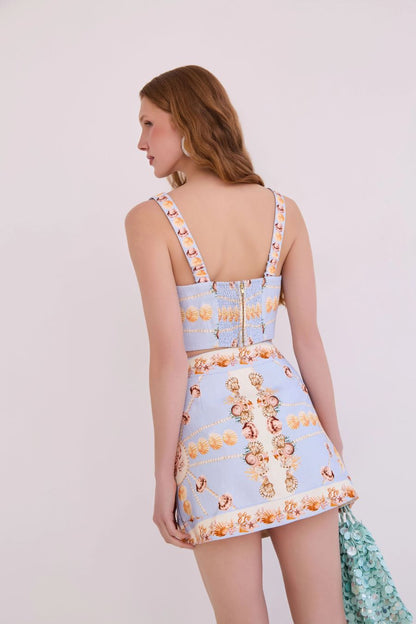 Helena Top in Seashell Stripe Ivory