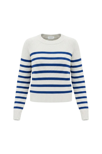 Mini Marin Sweater in Cream/Cobalt