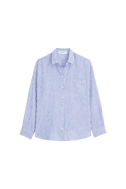 Jo Shirt Havana Stripe in Ocean/Ivory