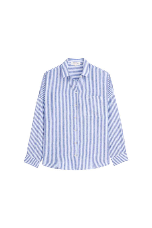 Jo Shirt Havana Stripe in Ocean/Ivory