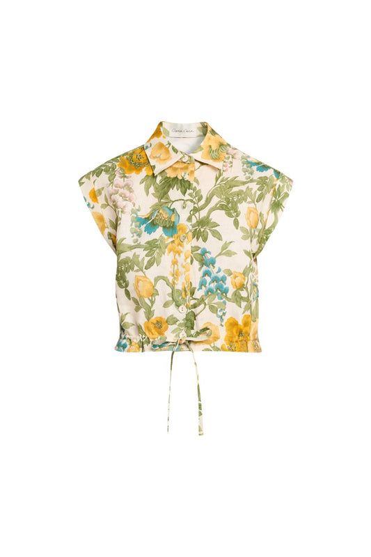 Octavia Top in Flora Meadow Ivory