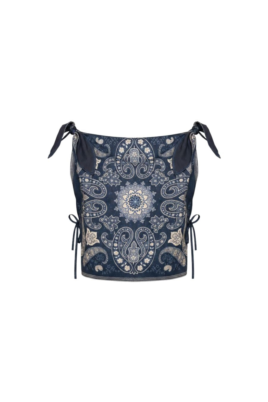 Emelina Print Sleeveless Top in Navy