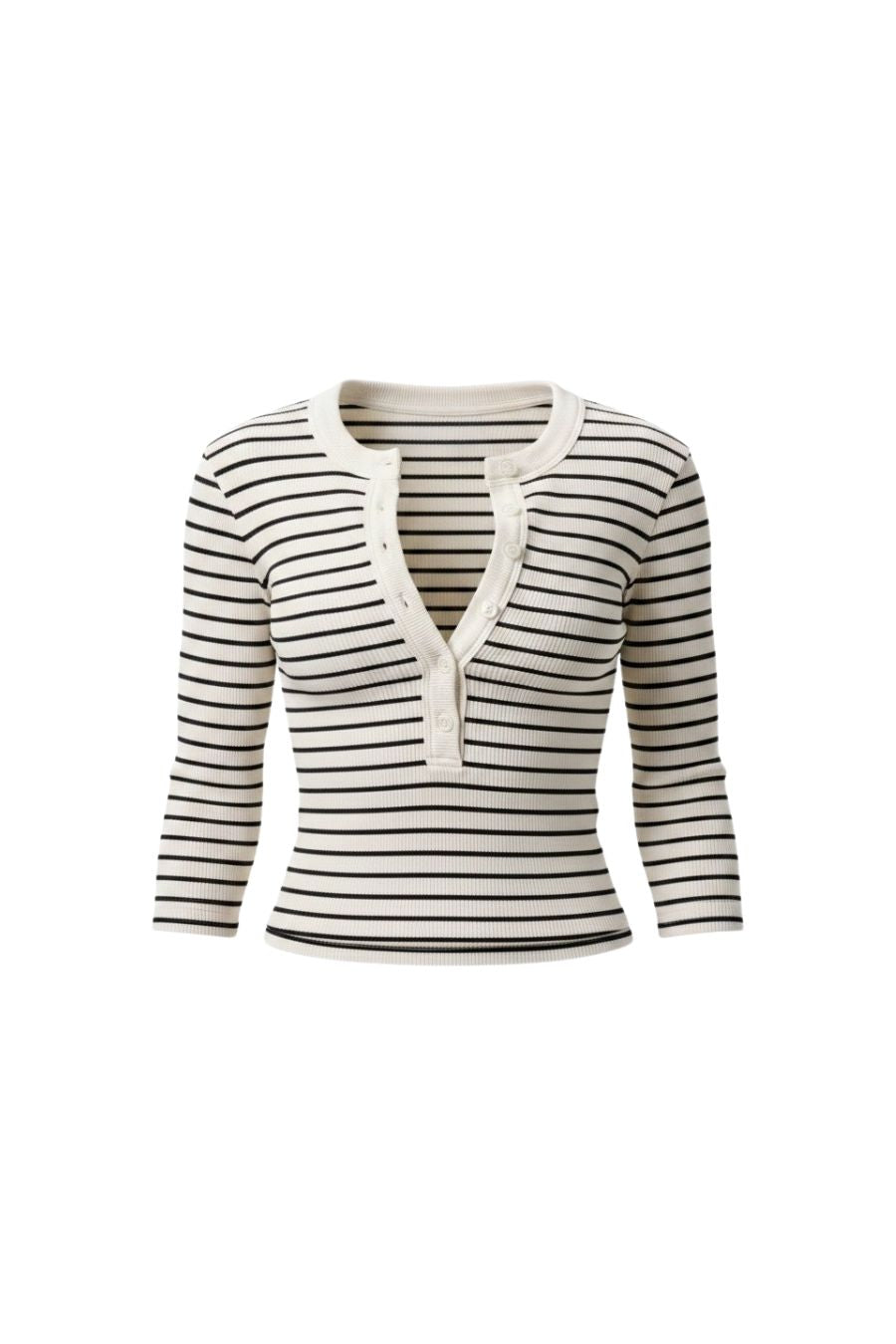 Nali Short Sleeve Henley in Quartz Stripe