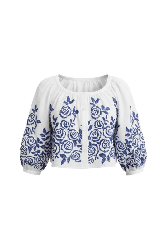 Marie Top in White Rose Fence