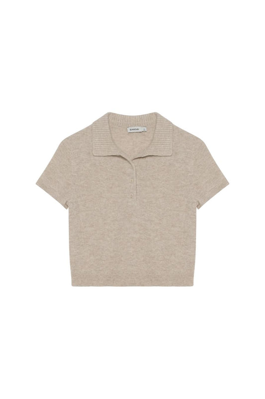 Twila Short Sleeve Polo in Stone