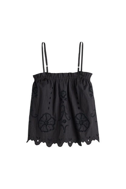 Embroidered Cami Top in Black