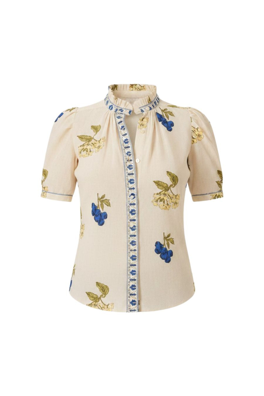 Winnie Blueberry Flora Shirt in Off-White