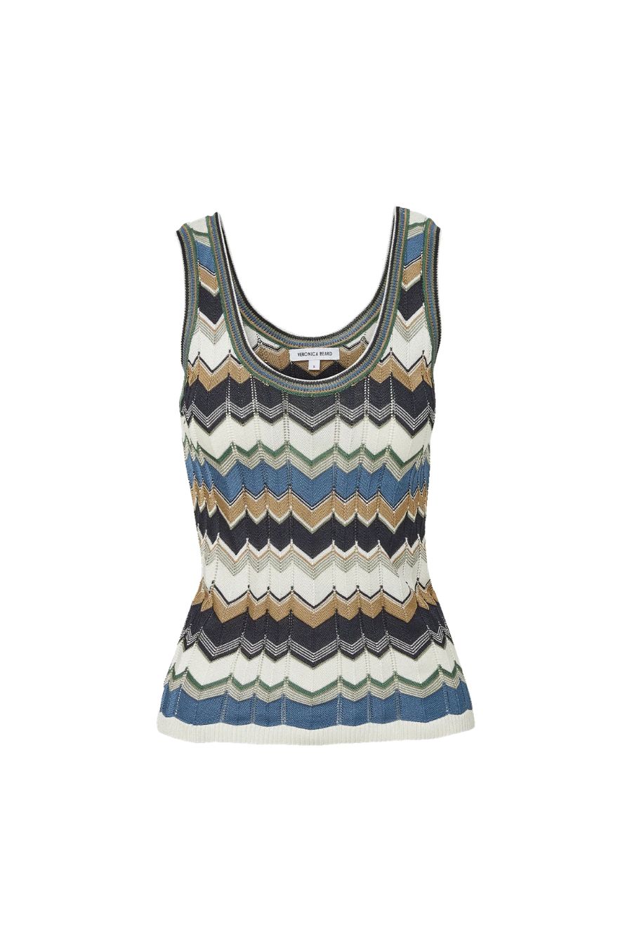 Sandra Tank in Sage/White/Navy