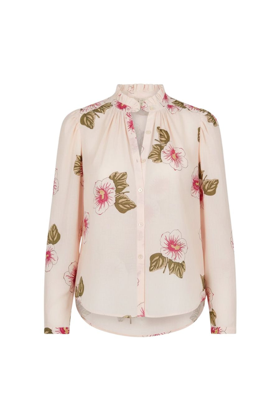 Artemis Blush Hibiscus Shirt in Off-White