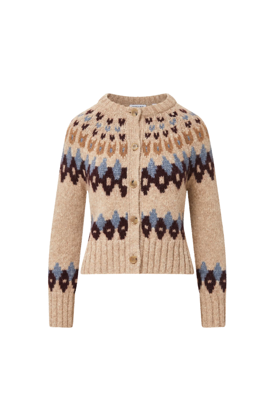 Christina Fairisle Cardigan in Oatmeal Melange Multi