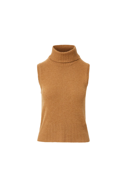 Mazzy Cashmere Sleeveless Sweater in Dark Acorn Melange