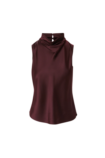 Tam Silk Sleeveless Top in Dark Current