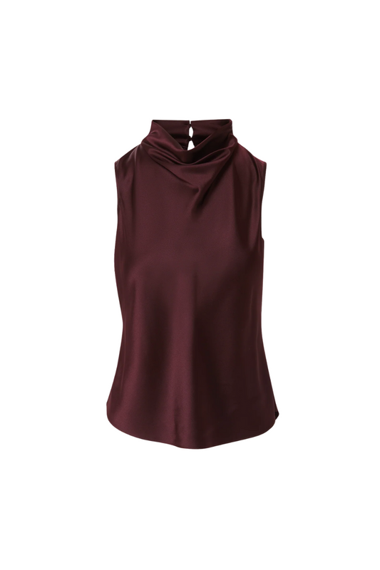 Tam Silk Sleeveless Top in Dark Current