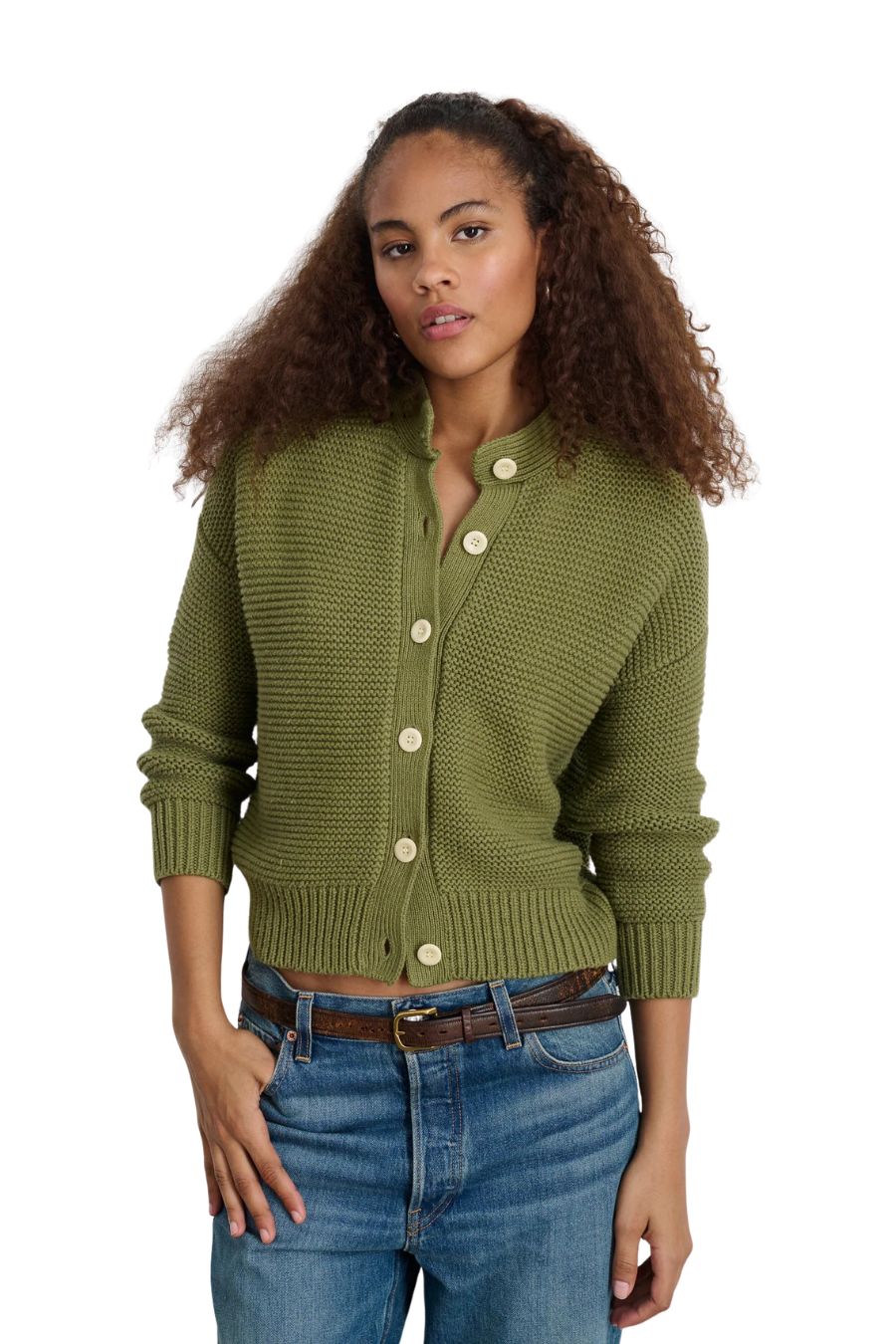 Nico Cotton Cardigan in Faded Grove