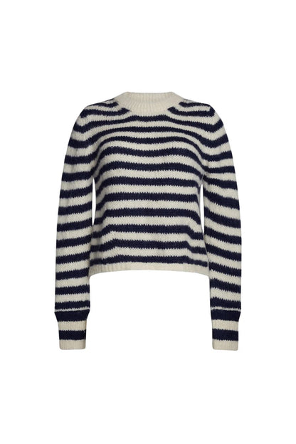 Ava Stripe Sweater in Ivory/Navy