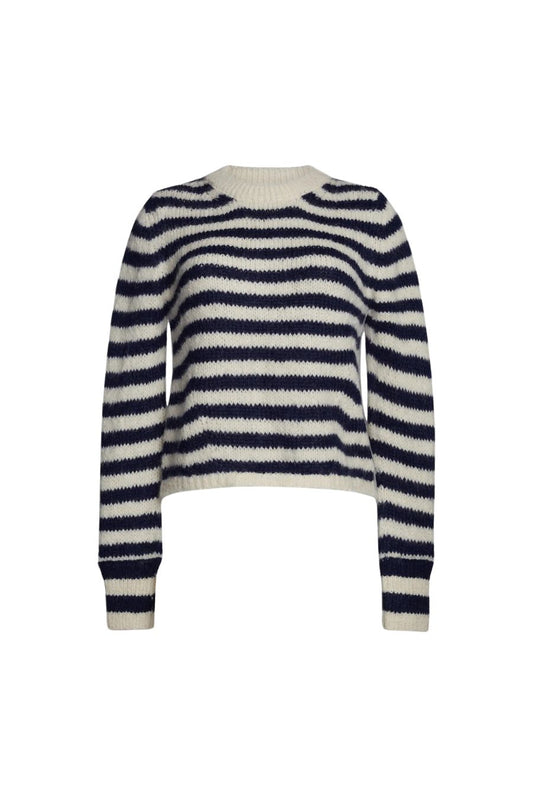 Ava Stripe Sweater in Ivory/Navy