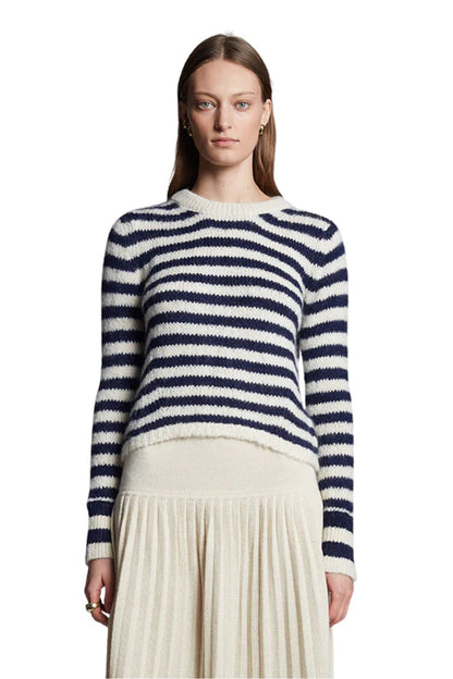 Ava Stripe Sweater in Ivory/Navy