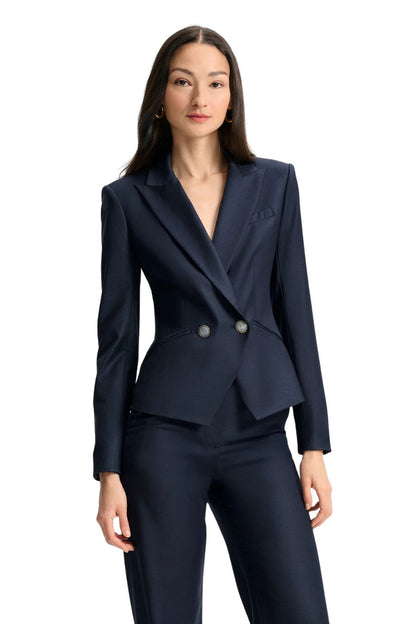 Rickie Cropped Dickey Jacket in Navy